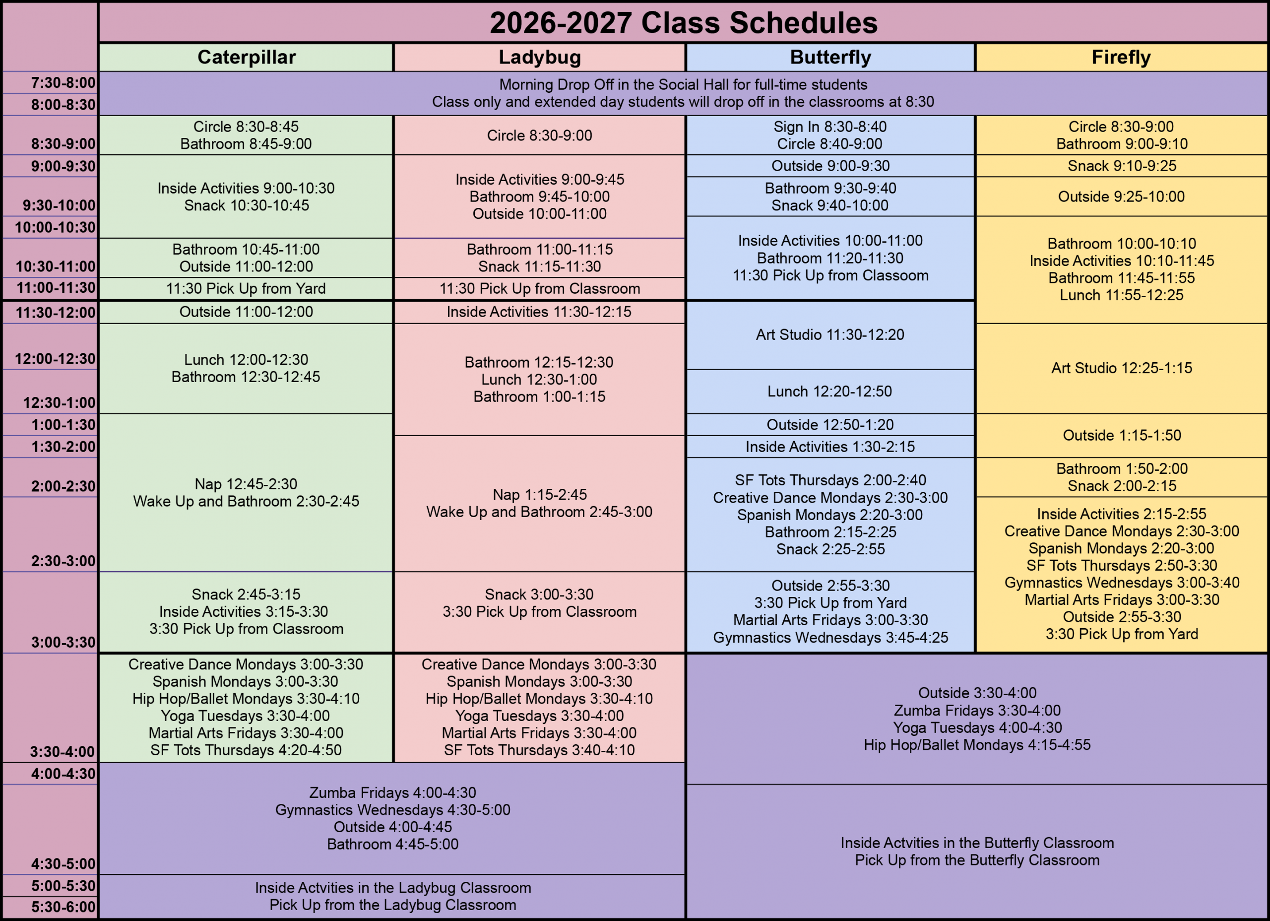 Class Schedules